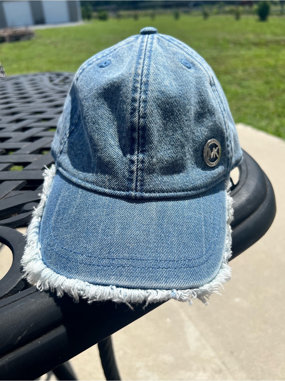 Michael Kors Angel Blue Wash baseball cap w/ frayed brim. NWT.